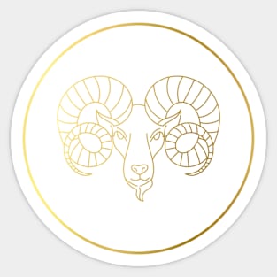 Aries Zodiac Art Gold Sticker